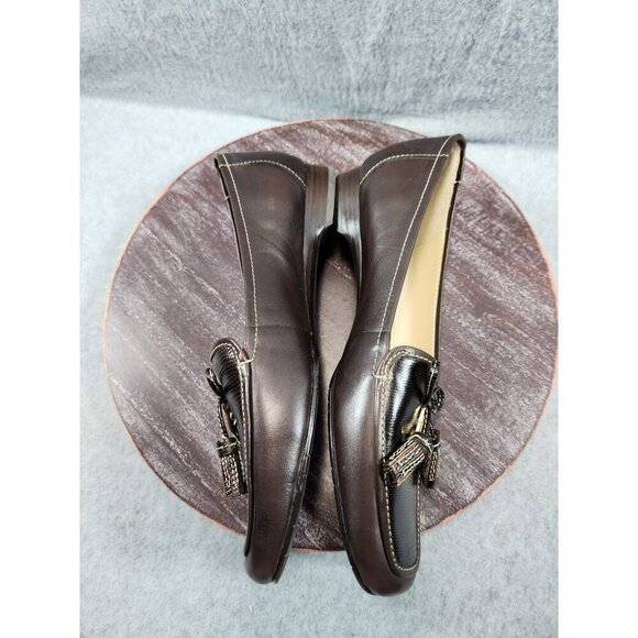 Etienne Aigner Brown "Vita" Loafers With Tassel & Gold Hardware & Low Heel 8M - Picture 12 of 13